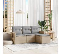 vidaXL Set Divano da Giardino 4 pz con Cuscini Beige in Polyrattan