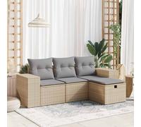 vidaXL Set Divano da Giardino 4 pz con Cuscini Beige in Polyrattan