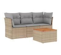 vidaXL Set Divano da Giardino 4 pz con Cuscini Beige in Polyrattan
