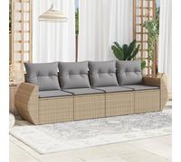 vidaXL Set Divano da Giardino 4 pz con Cuscini Beige in Polyrattan