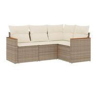 vidaXL Set divano da giardino 4 pz in polyrattan con cuscini beige
