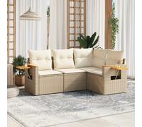 vidaXL Set Divano da Giardino 4 pz con Cuscini Beige in Polyrattan