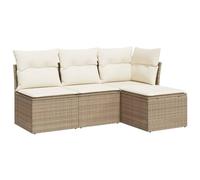 vidaXL Set Divano da Giardino 4 pz con Cuscini Beige in Polyrattan