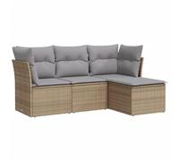 vidaXL Set Divano da Giardino 4 pz con Cuscini Beige in Polyrattan