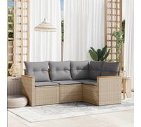 vidaXL Set Divano da Giardino 4 pz con Cuscini Beige in Polyrattan