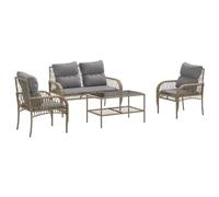 vidaXL Set Divano da Giardino 4 pz con Cuscini Beige in Polyrattan