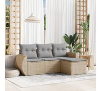 vidaXL Set Divano da Giardino 4 pz con Cuscini Beige in Polyrattan