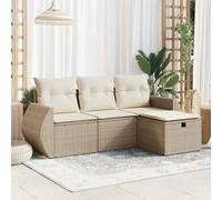 vidaXL Set Divano da Giardino 4 pz con Cuscini Beige in Polyrattan