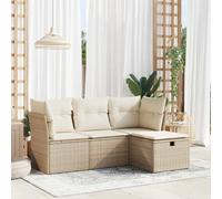 vidaXL Set Divano da Giardino 4 pz con Cuscini Beige in Polyrattan, Set di salotti da Giardino, Divano per Giardino, Set di divani ad Angolo da Esterno