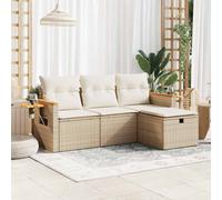 vidaXL Set Divano da Giardino 4 pz con Cuscini Beige in Polyrattan