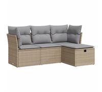 vidaXL Set Divano da Giardino 4 pz con Cuscini Beige in Polyrattan, Set di salotti da Giardino, Divano per Giardino, Set di divani ad Angolo da Esterno