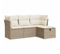 vidaXL Set Divano da Giardino 4 pz con Cuscini Beige in Polyrattan, Set di salotti da Giardino, Divano per Giardino, Set di divani ad Angolo da Esterno