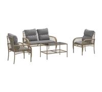 vidaXL Set Divano da Giardino 4 pz con Cuscini Beige in Polyrattan