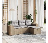 vidaXL Set Divano da Giardino 4 pz con Cuscini Beige Misto Polyrattan