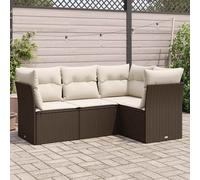 vidaXL Set Divano da Giardino 4 pz con Cuscini Marrone in Polyrattan