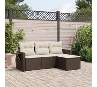 vidaXL Set Divano da Giardino 4 pz con Cuscini Marrone in Polyrattan