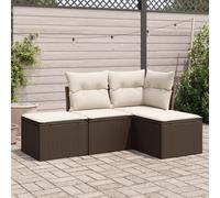 vidaXL Set Divano da Giardino 4 pz con Cuscini Marrone in Polyrattan