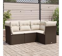 vidaXL Set Divano da Giardino 4 pz con Cuscini Marrone in Polyrattan