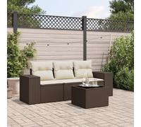 vidaXL Set Divano da Giardino 4 pz con Cuscini Marrone in Polyrattan