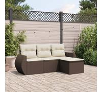 vidaXL Set Divano da Giardino 4 pz con Cuscini Marrone in Polyrattan