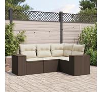 vidaXL Set Divano da Giardino 4 pz con Cuscini Marrone in Polyrattan