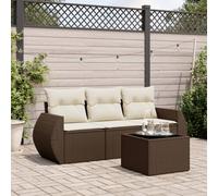 vidaXL Set Divano da Giardino 4 pz con Cuscini Marrone in Polyrattan