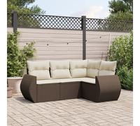 DIVANO DA GIARDINO VIDAXL 4 pz con Cuscini Marrone in Polyrattan - 3253650