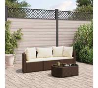 Set Divano da Giardino 4 pz con Cuscini Marrone in Polyrattan