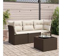 vidaXL Set Divano da Giardino 4 pz con Cuscini Marrone in Polyrattan