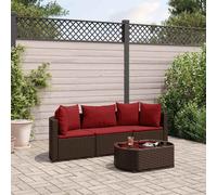 vidaXL Set Divano da Giardino 4 pz con Cuscini Marrone in Polyrattan