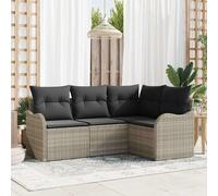 Set Divano da Giardino 4 pz Grigio chiaro polyrattan