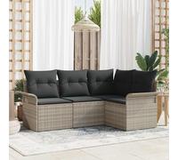 Set Divano da Giardino 4 pz Grigio chiaro polyrattan