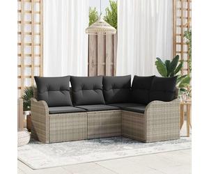 vidaXL Set Divano da Giardino 4 pz Grigio chiaro polyrattan
