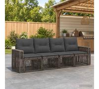 vidaXL Set di divani da giardino, 4 pezzi, grigio e grigio scuro, mobili moderni per giardino, sedute esterne, divano modulare resistente alle intemperie, gambe regolabili, lounge in rattan