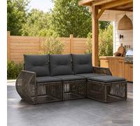 vidaXL Set di divani da giardino, 4 pezzi, grigio e grigio scuro, divano modulare moderno, resistente alle intemperie, ideale per rilassarsi all'aperto, in patio o giardino