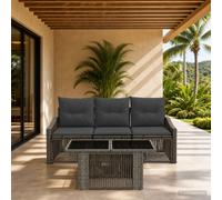 vidaXL Set Divano da Giardino 4 pz Grigio e Grigio Scuro polyrattan
