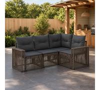 vidaXL Set di divani da giardino, 4 pezzi, grigio e grigio scuro, divano da giardino moderno, resistente alle intemperie, mobile modulare, comodo per il patio, sedili regolabili