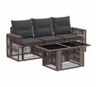 vidaXL Set Divano da Giardino 4 pz Grigio e Grigio Scuro polyrattan