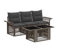 vidaXL Set Divano da Giardino 4 pz Grigio e Grigio Scuro polyrattan