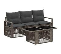 vidaXL Set Divano da Giardino 4 pz Grigio e Grigio Scuro polyrattan
