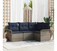vidaXL Set Divano da Giardino 4 pz Grigio polyrattan
