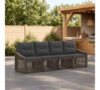 vidaXL Set di divani da giardino, 4 pezzi, grigio rattan sintetico, divano modulare moderno, resistente alle intemperie, lounge esterno regolabile, seduta comoda, federe lavabili