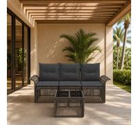 vidaXL Set di divani da giardino, 4 pezzi, grigio rattan sintetico, divano modulare per giardino, resistente alle intemperie, comodo, mobili da patio, gambe regolabili, relax