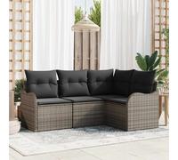 vidaXL Set Divano da Giardino 4 pz Grigio polyrattan