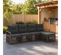 vidaXL Set Divano da Giardino 4 pz Grigio polyrattan