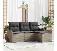 Set Divano da Giardino 4 pcs Grigio polyrattan