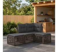 vidaXL Set Divano da Giardino 4 pz Grigio polyrattan