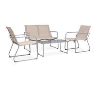 VIDAXL - Set Divano Da Giardino 4 Pz In Tessuto E Acciaio Crema