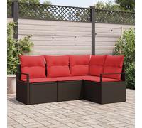 vidaXL Set Divano da Giardino 4 pz Marrone e Rosso polyrattan