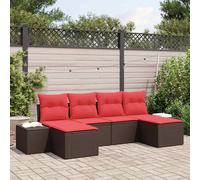 vidaXL Set Divano da Giardino 4 pz Marrone e Rosso polyrattan